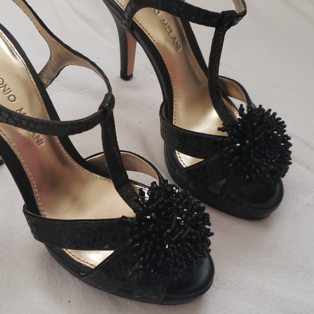 Antonio Melani 6.5 black platform 4" heels